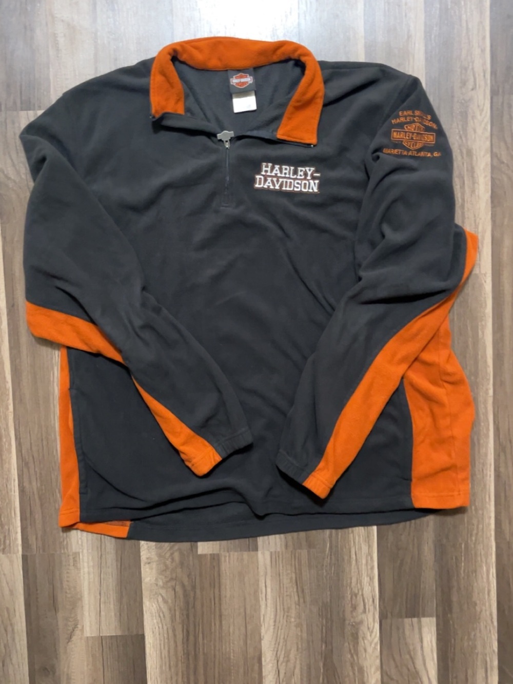 Vintage HARLEY-DAVIDSON Motorcycles Men’s XXL Quarter-Zip Fleece Jacket Black